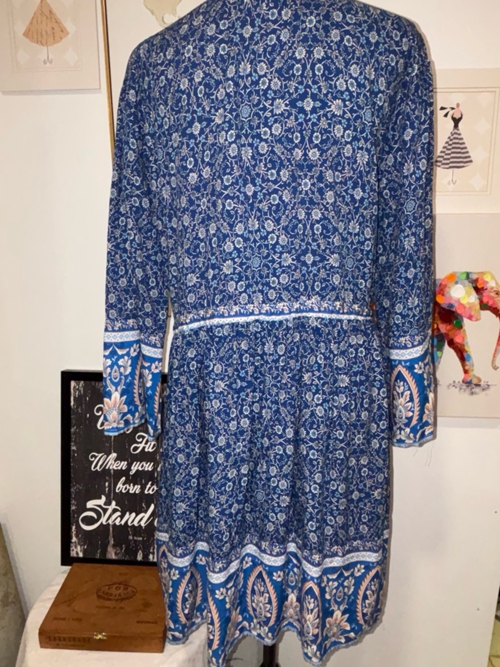 NorthStyle Blue Floral V-Neck Mini Dress - Picture 5 of 6